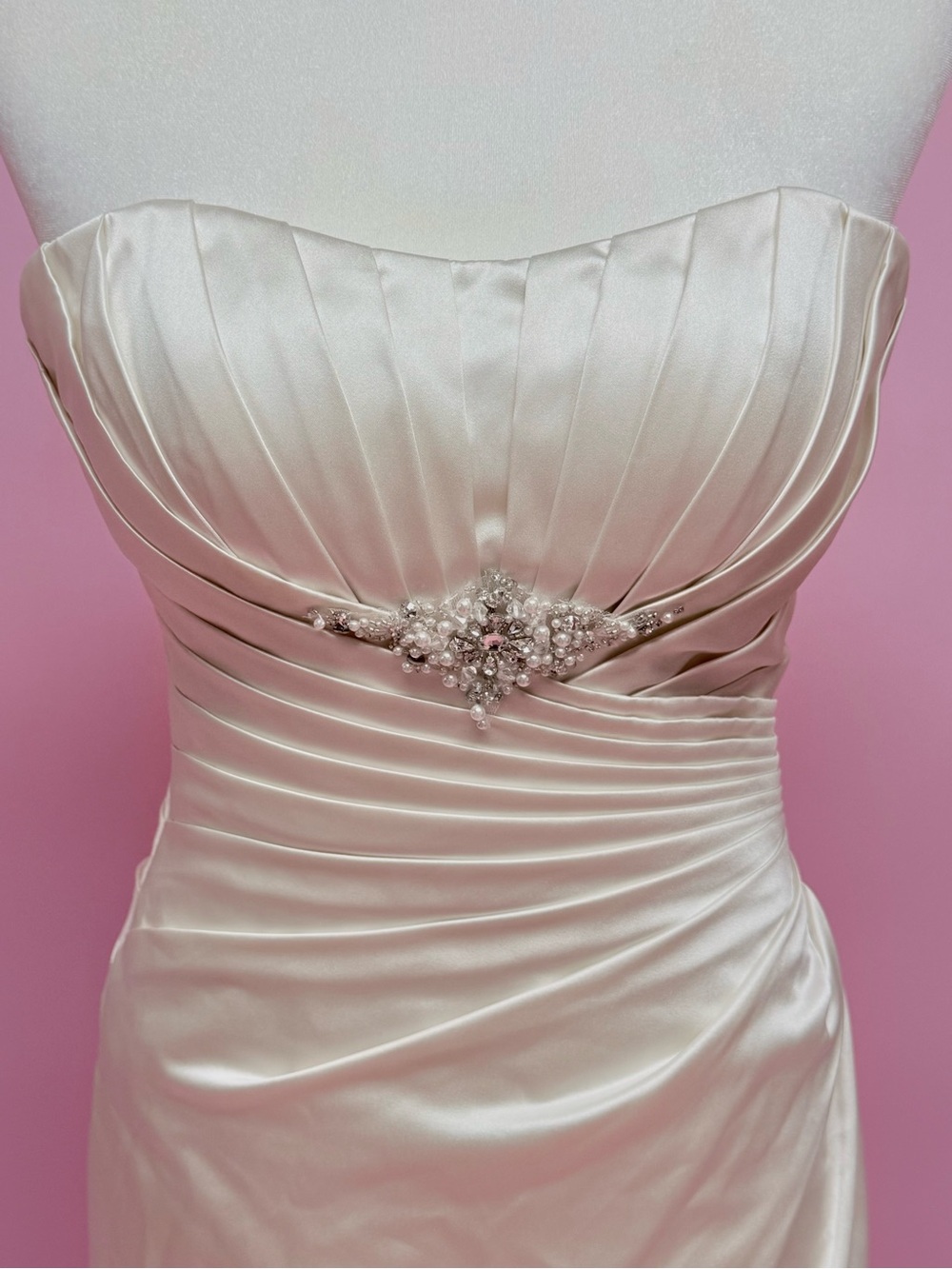 Ella Strapless Champagne Satin Bridal Gown - Picture 7 of 10